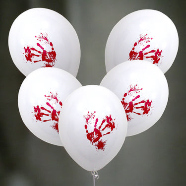 12inch Halloween Balloons Blood Hand Printed for Party, White